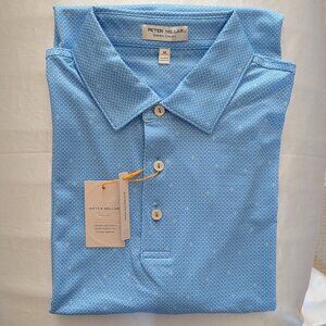 New Peter Millar Men's North Star Performance Jersey Polo Shirt Blue Medium